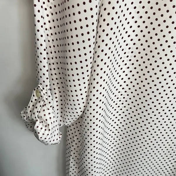 LOFT White and Purple Long Sleeve Blouse - Image 6