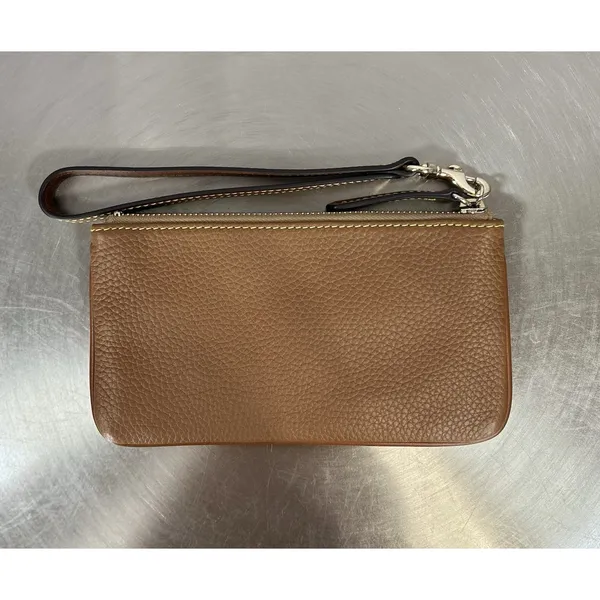 Dooney & Bourke Pebble Grain Large Wristlet Caramel Brown Leather Clutch Wallet - Image 2