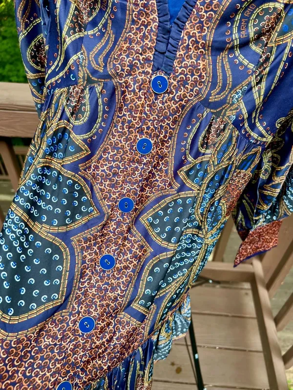 NWOT FARM Rio Floral Paisley Ruffles Mini Dress Glam Boho Long Sleeve Size S - Image 2