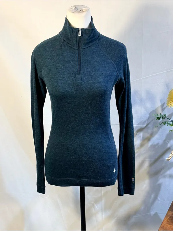 💥Smartwool Women’s Merino 250 Quarter-Zip Base Layer Top Blue Sz S 🧡 - Image 3