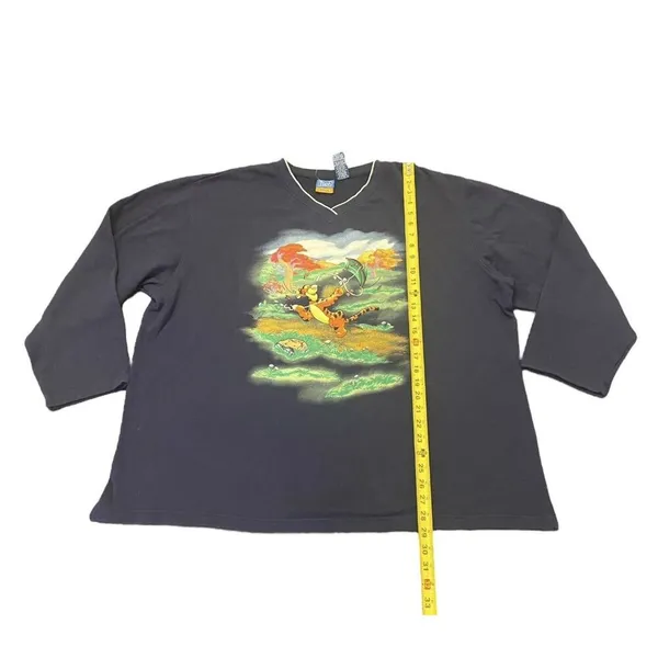 Pooh‎ Woman Tigger Flies A Kite Sweatshirt Graphic V-neck Size 26W/28W Blue Vtg - Image 4
