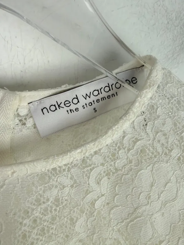 NWOT Naked Wardrobe The Statement Puff Sleeve Lace Crop Top Size Small S NEW - Image 7