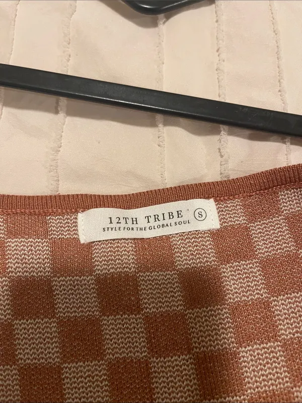 12th tribe brown checkered dress size small #89 - Image 7