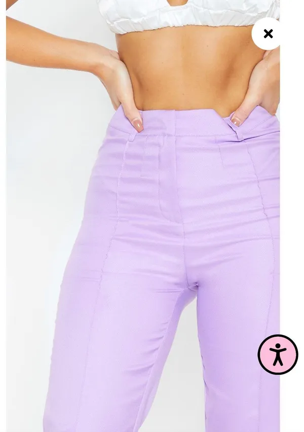 Pretty Little Thing s Purple High Waisted Straight Leg Trousers - Image 7