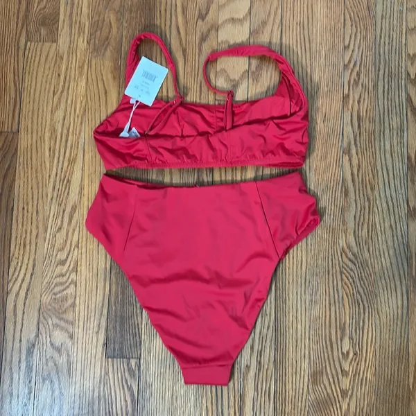 Andie Bikini Set Havana‎ top High Waisted Cheeky Bikini Bottom Cherry Red Size L - Image 10