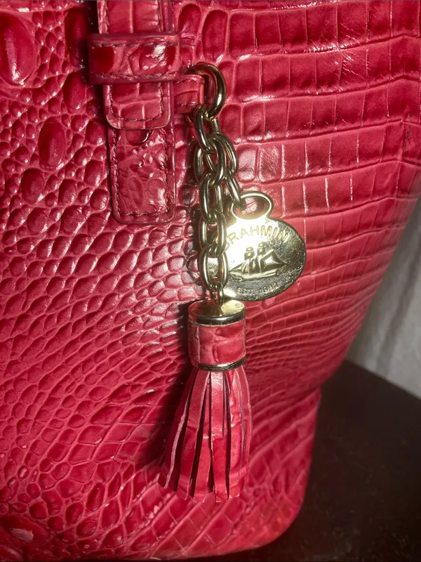 Brahmin red croc-embossed leather tote bag - Image 2