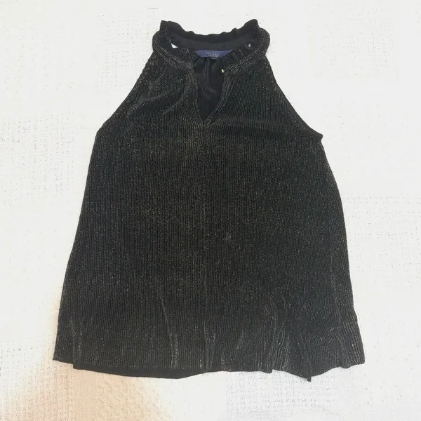 Rachel Roy small metallic shimmer pleated sleeveless keyhole top TS 3086 - Image 12