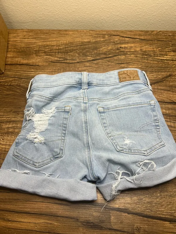 American Eagle Dream Short Distressed Light Wash Stretch Denim Shorts 000 - Image 4