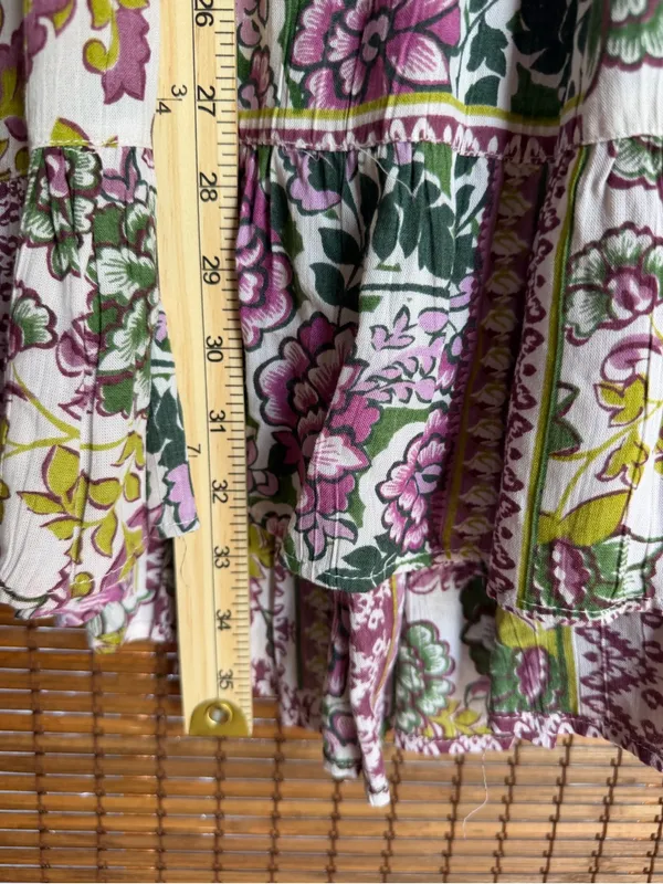 Vintage Angie Floral Tie Shoulder Open Back Dress Medium - Image 4