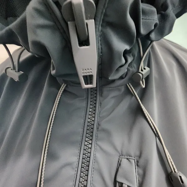 Zara Womens Medium M Windbreaker Jacket Hooded Full Zip Gray dnwr‎ Lightweight - Image 10