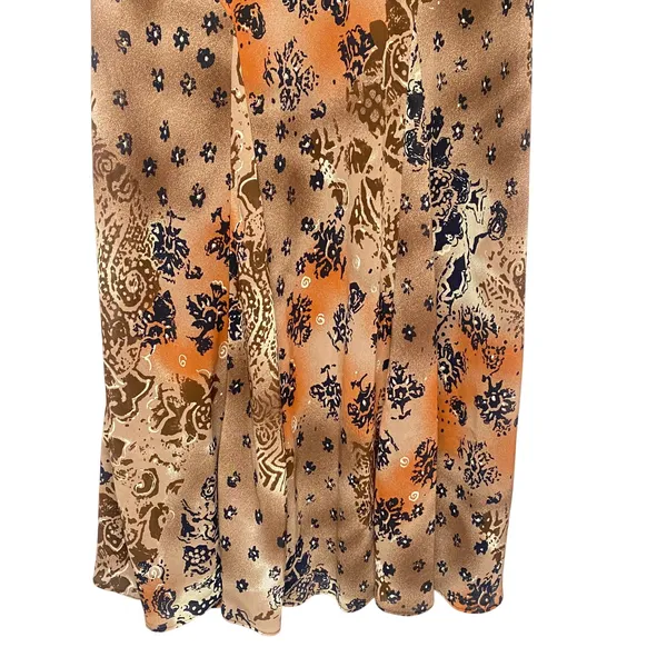 Vintage Alfani Petite Midi Skirt Size 10P Brown Orange Blue Y2K Whimsigoth Fairy - Image 2
