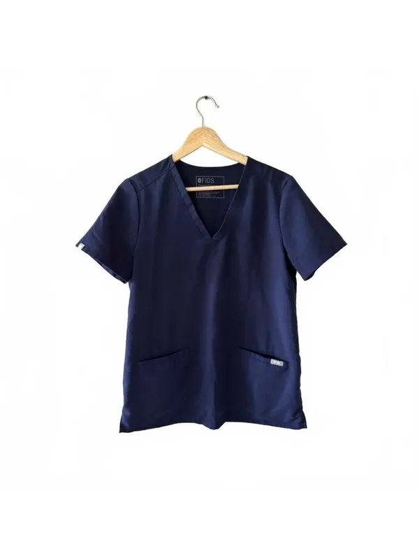 Figs Casma Scrubs Top Shirt Dual Pockets Navy Blue FW1100 Women's Size Small - Image 2