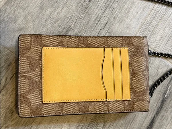 Coach Phone Crossbody Signature Glitter Lemon Purse Minimalist Quiet Luxury - Image 5