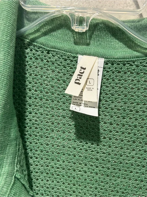 Pact Cotton Linen Knit Green Short Sleeve Swim Coverup Top Large - Image 5