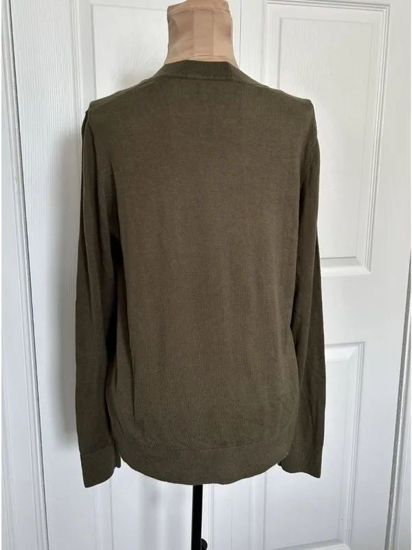 Quince Lightweight Cotton Cashmere Crew Neck Long Sleeve Sweater Olive Size M - Image 10