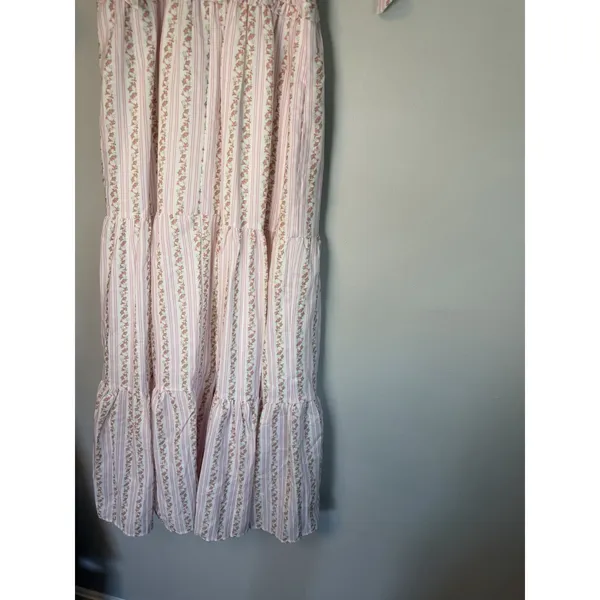 Baevely Tie-Shoulder Light Pink Floral Maxi Dress with Smocked Bodice Sz S NWT - Image 11