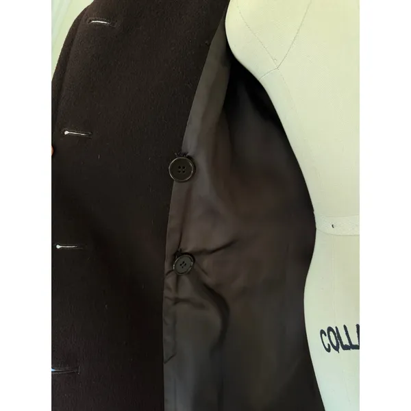 Vintage Calvin Klein 100% Merino Wool Chocolate Brown Double-Breasted Peacoat - Image 5