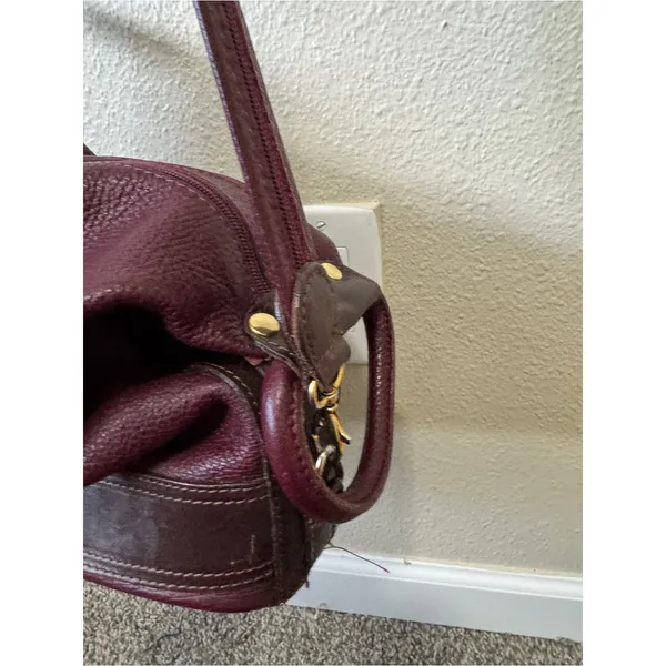 Valentina Italian Leather Burgundy Asymmetrical Crossbody Handbag Bag Purse Hobo - Image 3