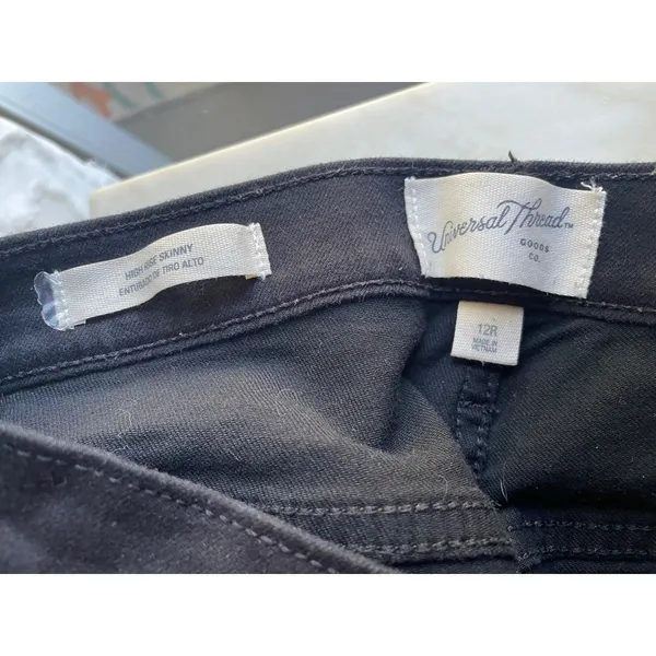 Universal Thread Womens High Rise Skinny Jeans Black Denim Size 12R Stretch - Image 3