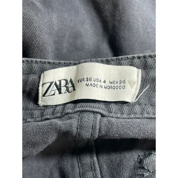 Zara Women's Black High Waisted Wide Leg Utility Cargo Trousers Pants Size 4 - Image 6