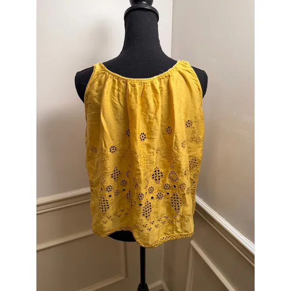 Anthropologie Vanessa Virginia Sadie Eyelet Swing Tank Mustard Yellow Bettina - Image 5
