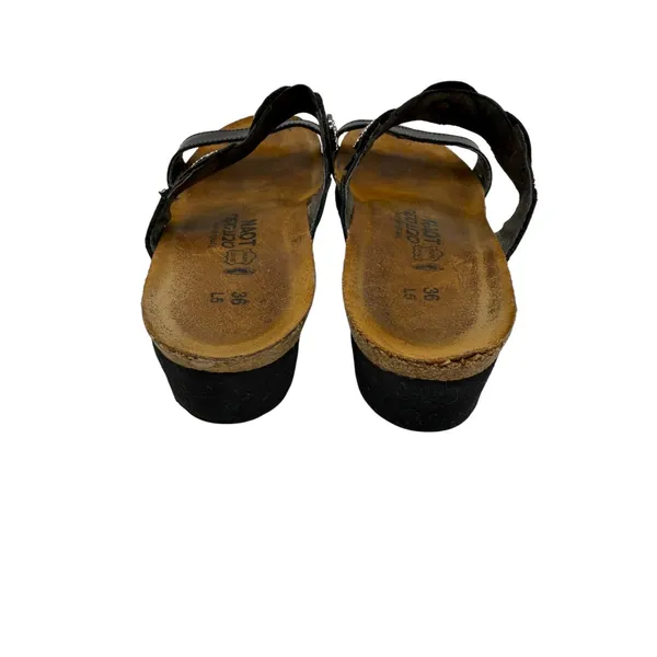 Naot Marissa Leather‎ Sandal Women 6 Black Rhinestone Medallion Slide Leather - Image 8