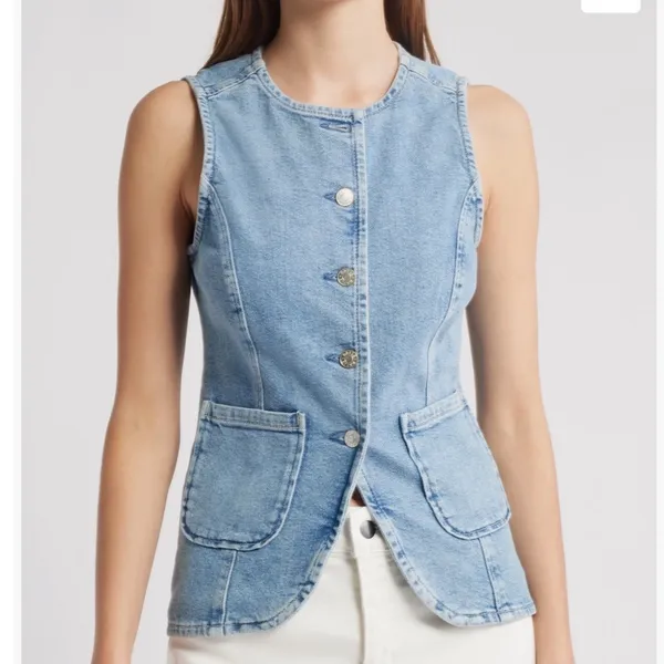 NWT Rails Portola Denim Vest Womens Blue Eyed Girl Light Wash Button Front M - Image 11
