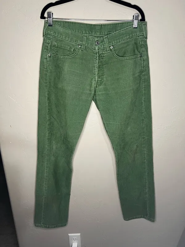 Levis Vintage‎ Y2K Green Corduroy Straight-Leg Button Fly Pants - Image 2