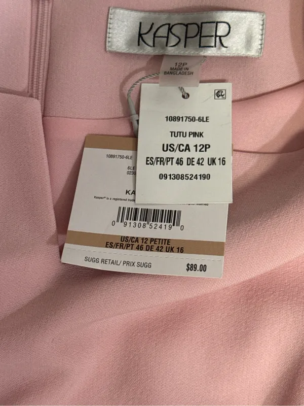 NWT Kasper Petite Tutu Pink Sheath Dress 12P Elegant Career Cocktail Dress - Image 8