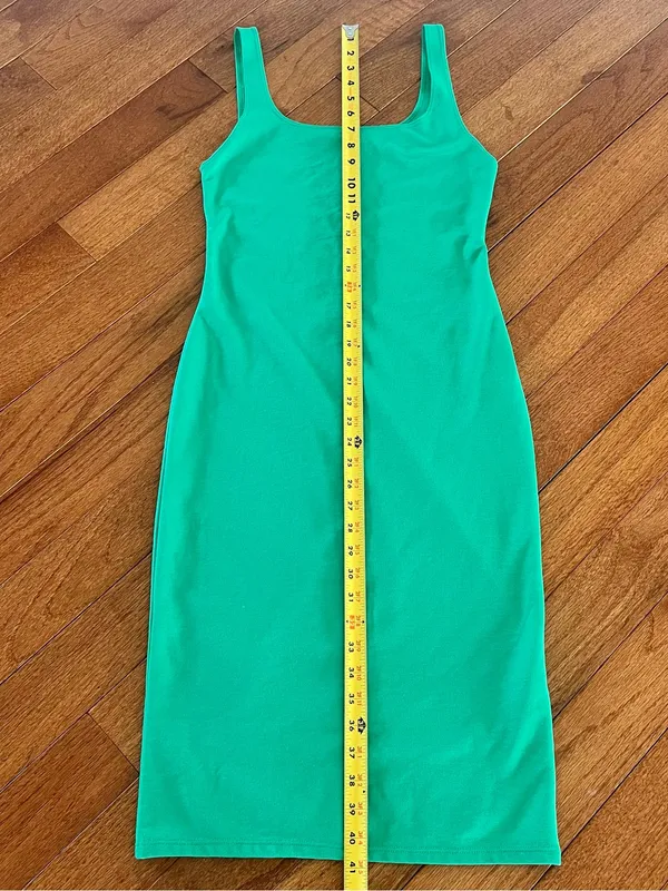 Zara Green Square-Neck Midi Bodycon Tank Dress New Without Tags - Image 5