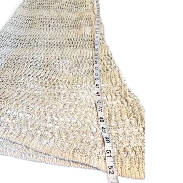 Theory Crochet Maxi Dress L Cream Cotton Open Knit Sheer Beach Cover Up Boho - Image 7