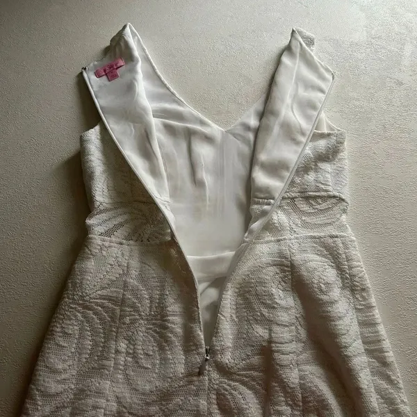 Lilly Pulitzer White Jacquard Sheath Dress Size 0 – Elegant Textured Floral Mini - Image 7