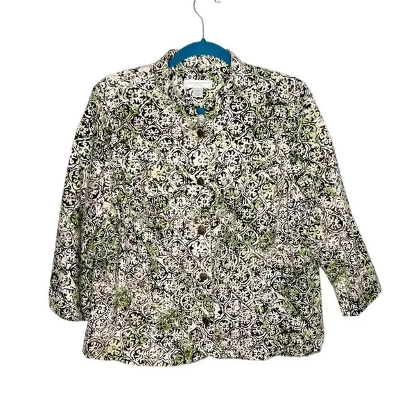 Linen Blend Trellis Print Lightweight Jacket - Image 2