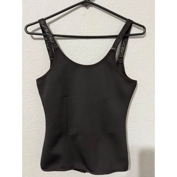 Womens Black Waist Trainer Vest Shapewear Zipper Hook Closure Large L Faja‎ - Image 3
