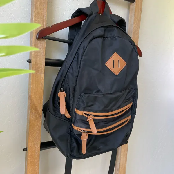 Gysan Black Backpack with Tan Accents — Everyday Backpack/Book Bag - Image 2