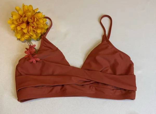 Cupshe Rust Solid Twist Top Spliced High Waist Bikini Set 2 Piece Swimwear Large - Image 13