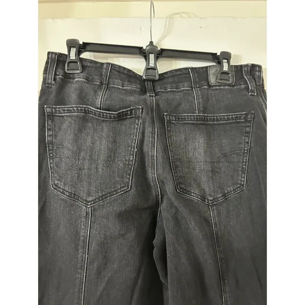 American Eagle Super High Rise Ultra Wide Leg Jeans Womens 4 Black Baggy Faded - Image 7
