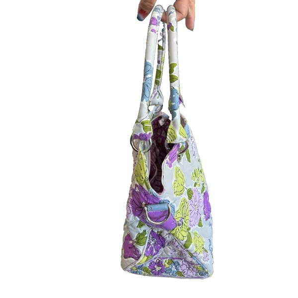 Vera Bradley Mandy Handbag Flutterby Retired Floral Quilted Cotton Satchel - Image 2