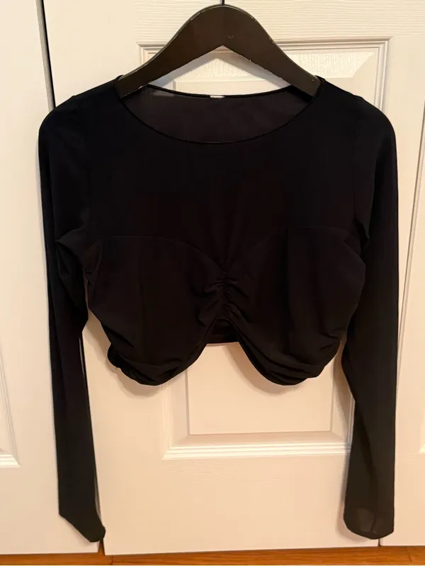 Alo Yoga Mesh Sheer Illusion Long Sleeve in Black - Image 2