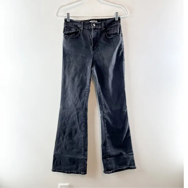 Good American High Waisted Denim Good Flare Jeans Washed Black 8 / 29 - Image 2