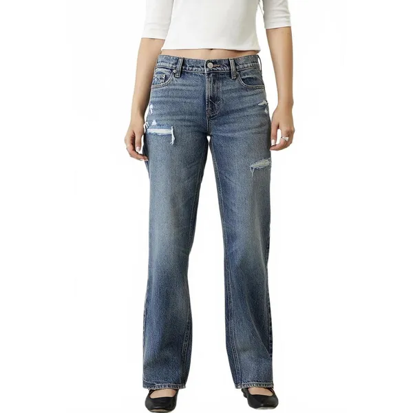 Pacsun Jordyn Low Rise Straight Leg Jeans Ripped Dark Blue Wash NWT Cassie Sz 27 - Image 2