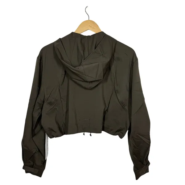 Girlfriend Collective Windbreaker Jacket Women XS Green Full Zip Hoodie Crop NWT - Image 2