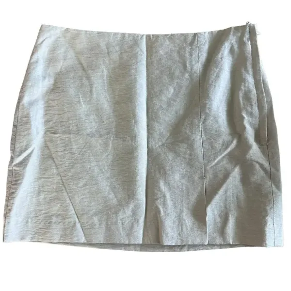 H&M Women's 6 Linen Blend‎ Beige Linen Blend Breathable Comfortable Mini Skirt - Image 4