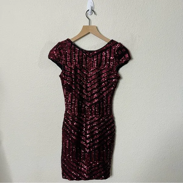 Dress‎ The Population Tabitha Pink Mini Dress Bodycon Sequin Women’s Size S - Image 3