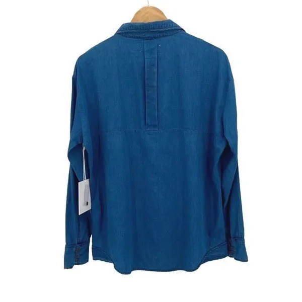 One Teaspoon Womens Button Front Chambray Oversized Bahama Tux Shirt Blue XS NWT - Image 4