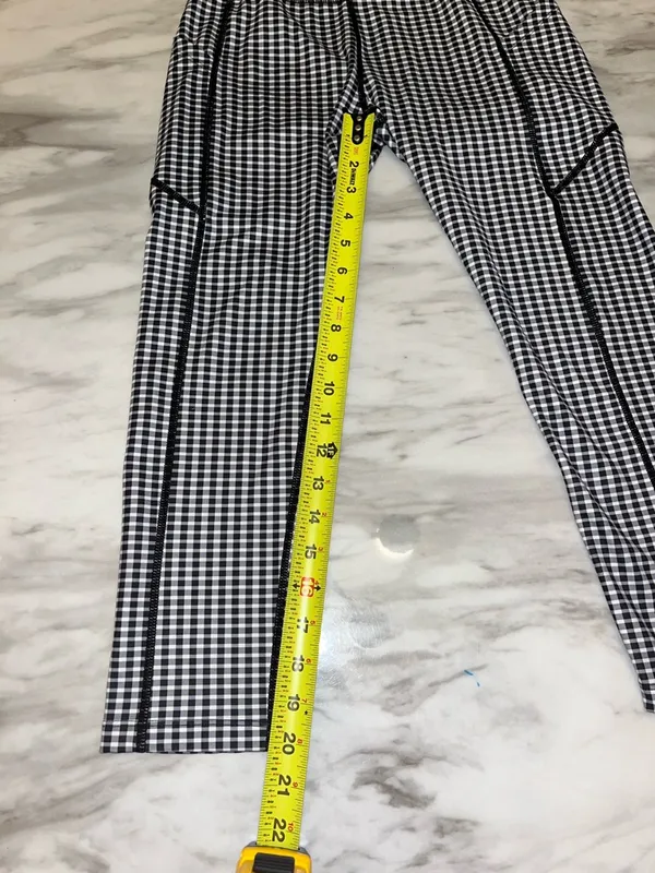 Black White Gingham Leggings Athletic Yoga Pants Small Checkered - Image 3