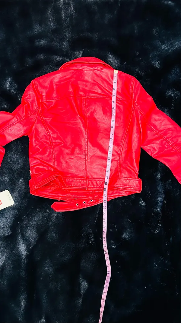 LEVI’s STRAUSS & CO Red Faux Leather Bomber Jacket - Image 12