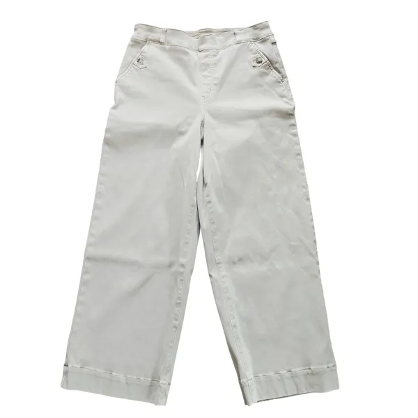 Spanx‎ Stretch Twill Wide Leg Crop Pants Soft Sage Beige 20312R Womens Large L - Image 3
