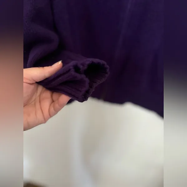 Lauren Ralph Lauren Cotton Sweater Purple Full Zip Turtleneck Large - Image 10