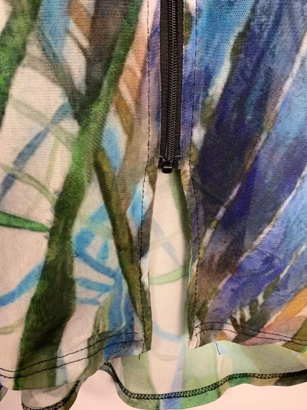 Valentina Womens XL Mesh Jacket Blue Green Tropical Print Sheer Lightweight - Image 10